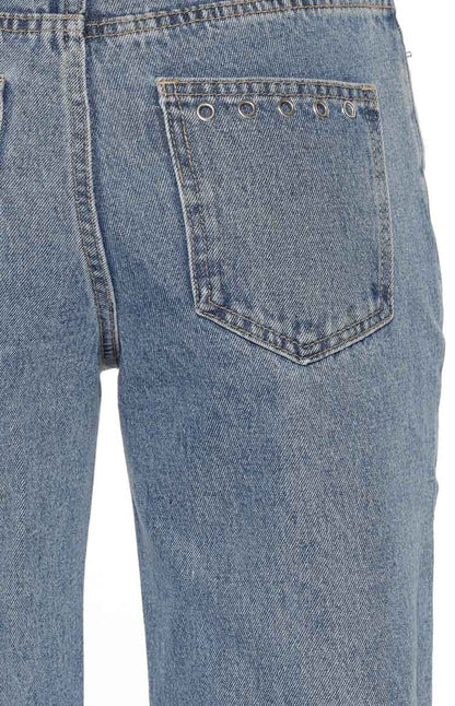 Fran Eyelet Mid Wash Pocket Jeans