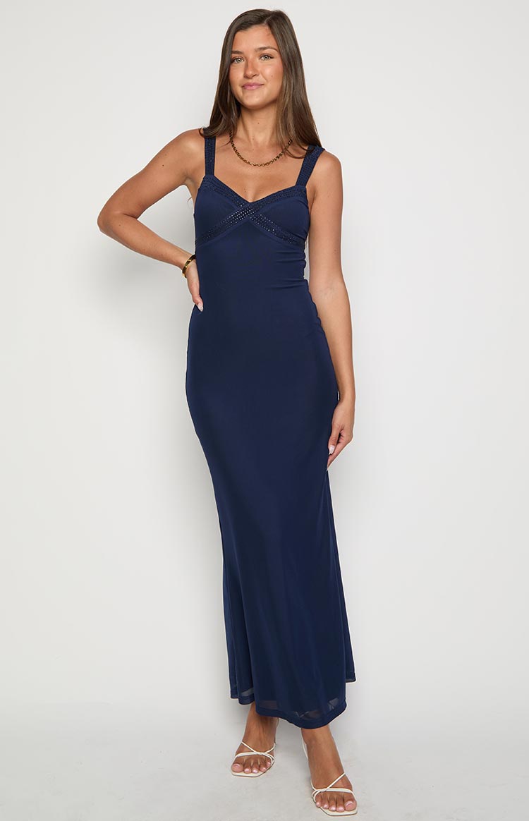 Gabriella Navy Mesh Maxi Dress