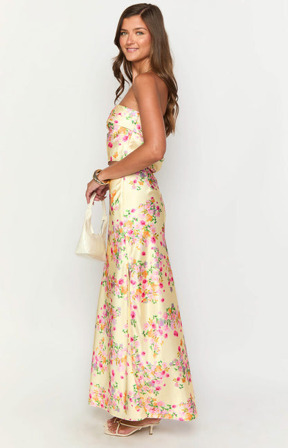Genevieve Yellow Bloom Maxi Skirt