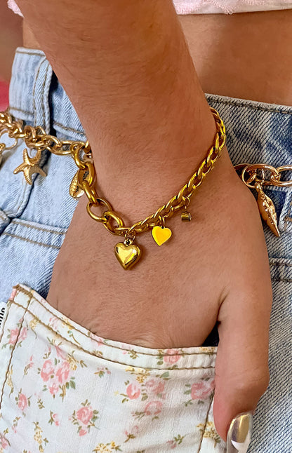 Gold Heart Chain Bracelet