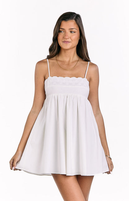 Gracelyn White Eyelet Embroidered Mini Dress