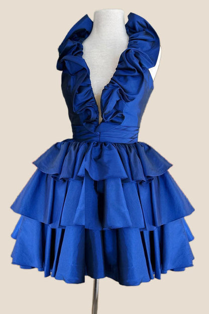Halter Sage Green Ruffle Tiered Short Dress