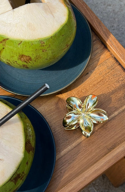 Floral Charm Hair Clip Gold