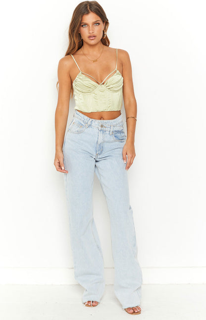 Jaid Green Corset Crop Top