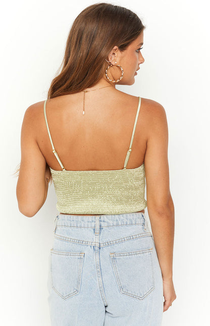 Jaid Green Corset Crop Top