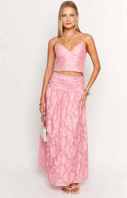 Jewel Pink Floral Crop Top