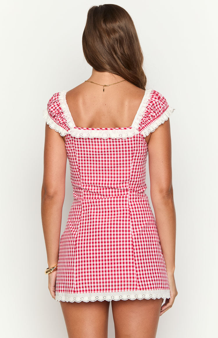 Jolie Red Short Sleeve Mini Dress