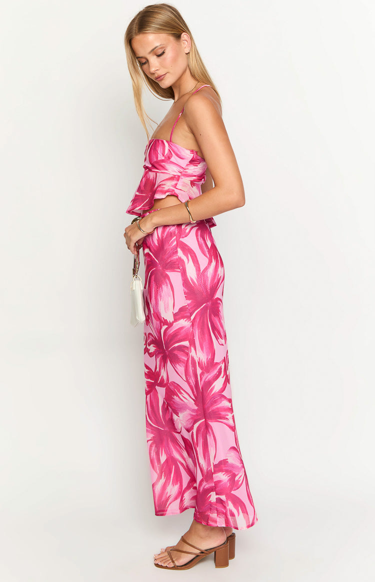 Karla Pink Floral Maxi Skirt