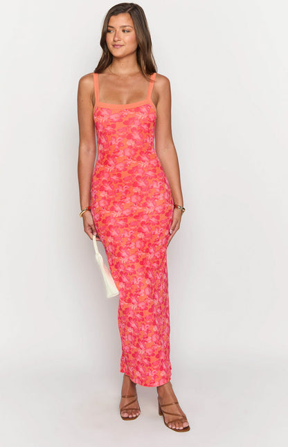 Kelly Orange Floral Maxi Dress