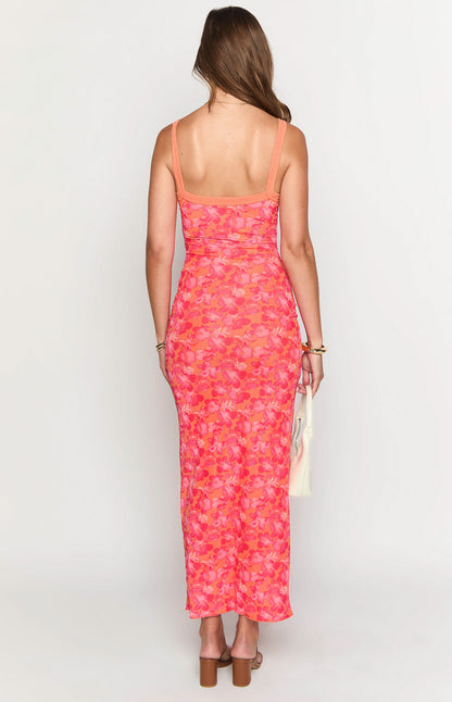 Kelly Orange Floral Maxi Dress