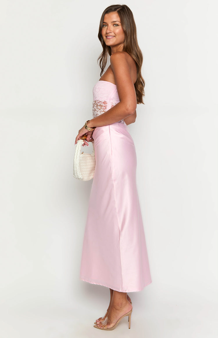 Kevin Pink Lace Maxi Dress