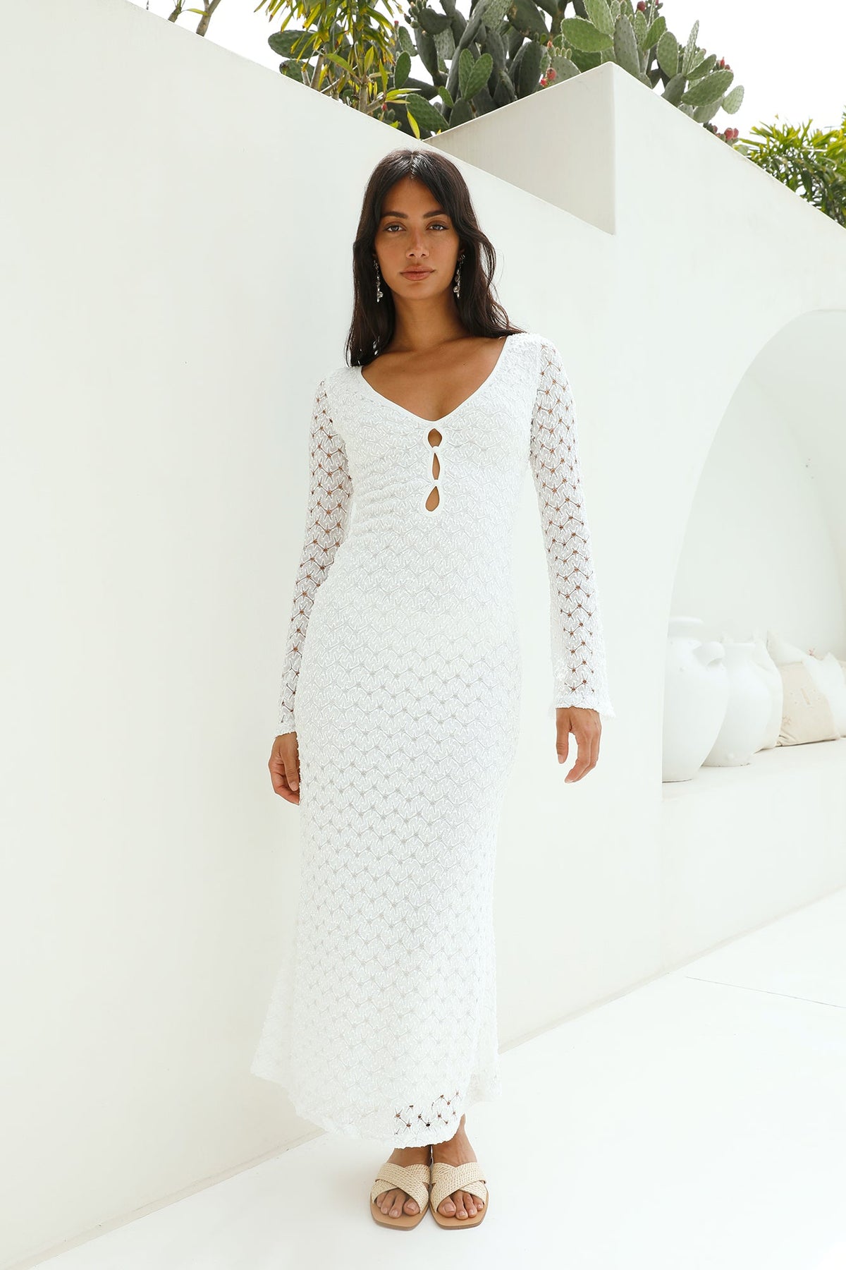 Ivory Moon Maxi Dress White
