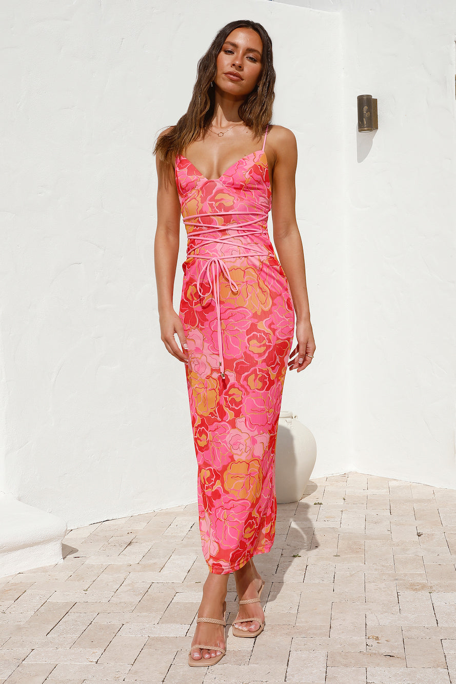 Sangria Summer Maxi Dress Pink