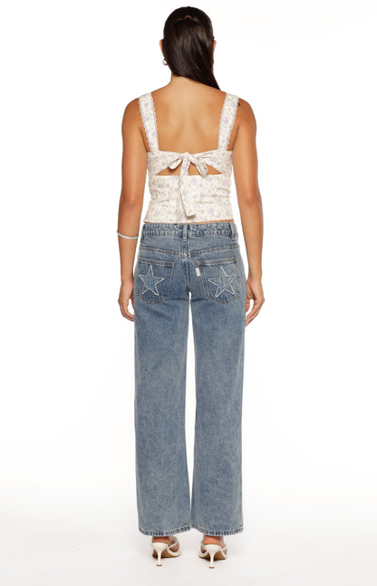 Louis Purple Floral Corset Top