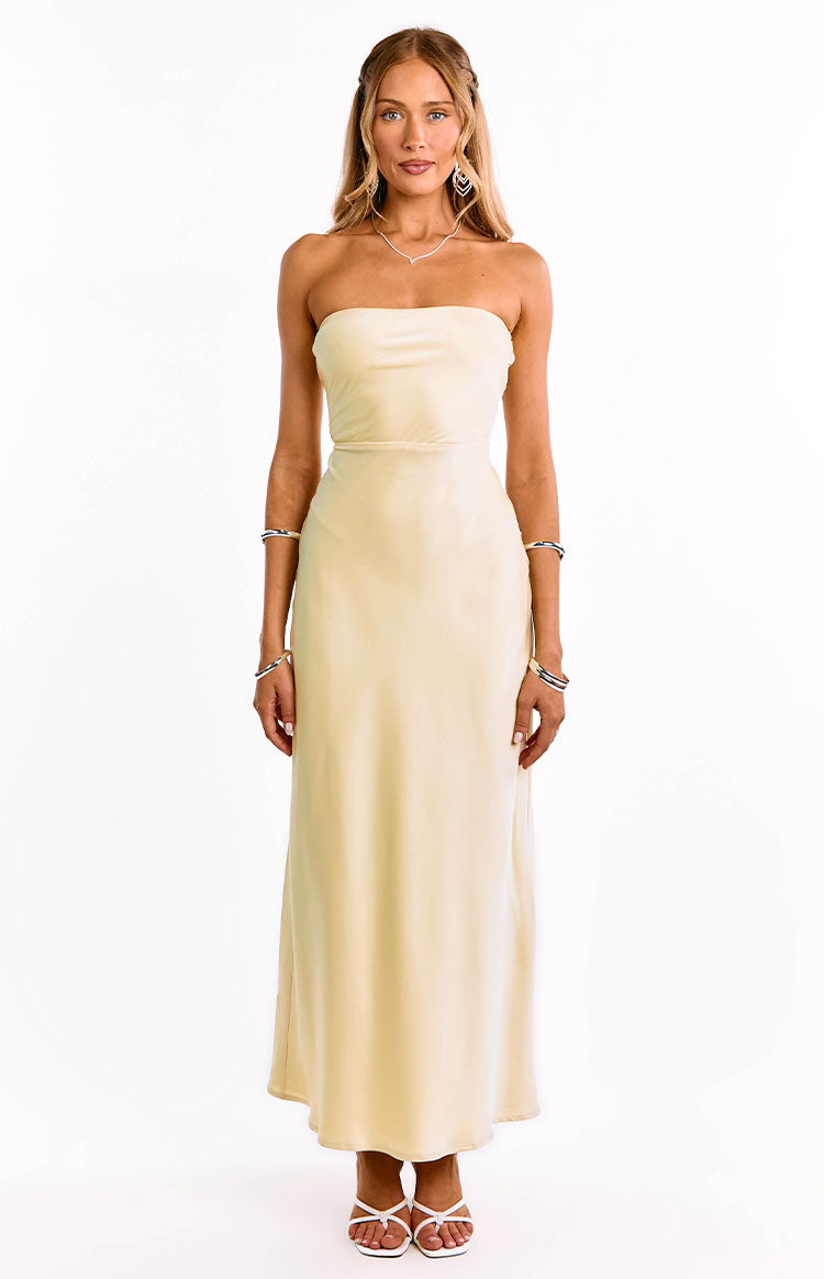Maddix Yellow Strapless Formal Maxi Dress