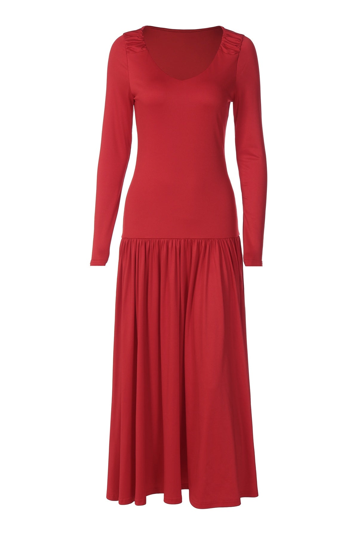 Long Sleeves Red Long Dress