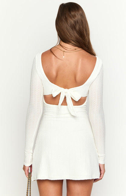 Marcus White Long Sleeve Mini Dress