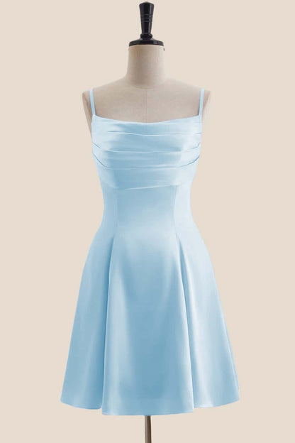 Lavender Cowl Neck Short Dress with Back Bow