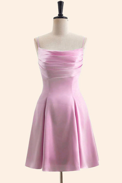 Lavender Cowl Neck Short Dress with Back Bow