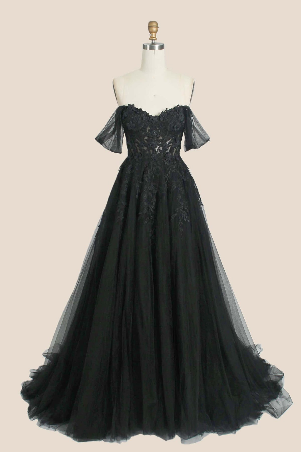 Light Blue Floral Embroidery Strapless A-line Formal Dress