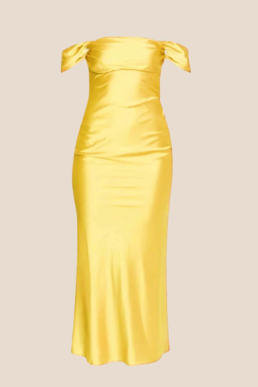 Off the Shoulder Coral Soft Satin Long Dress
