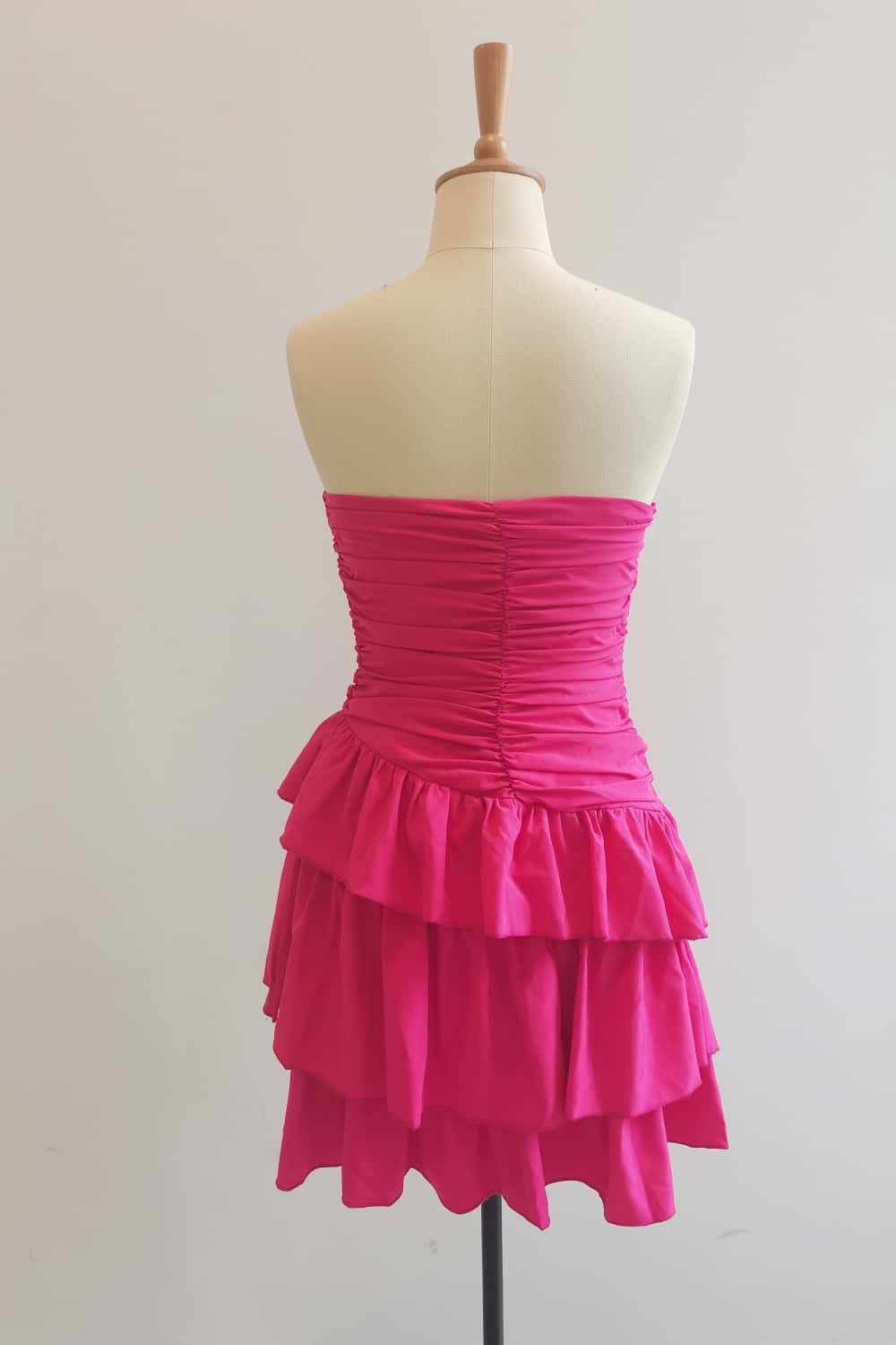 Strapless Fuchsia Ruffle Short Dress