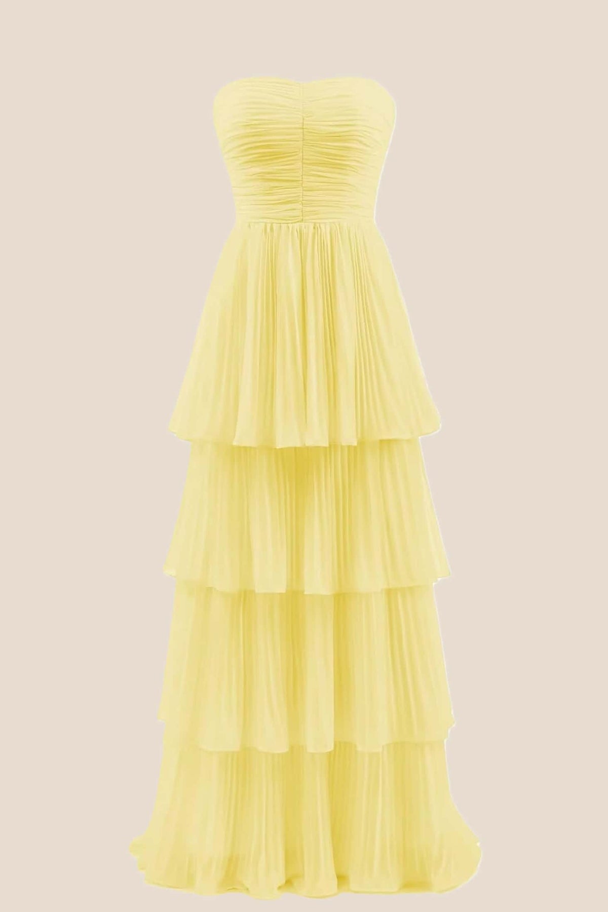 Hot Pink Chiffon Pleated A-line Tiered Maxi Dress