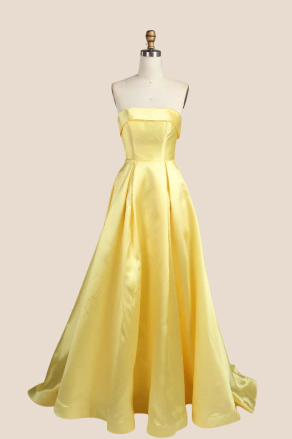 Hot Pink Folded Neck Satin A-line Gown
