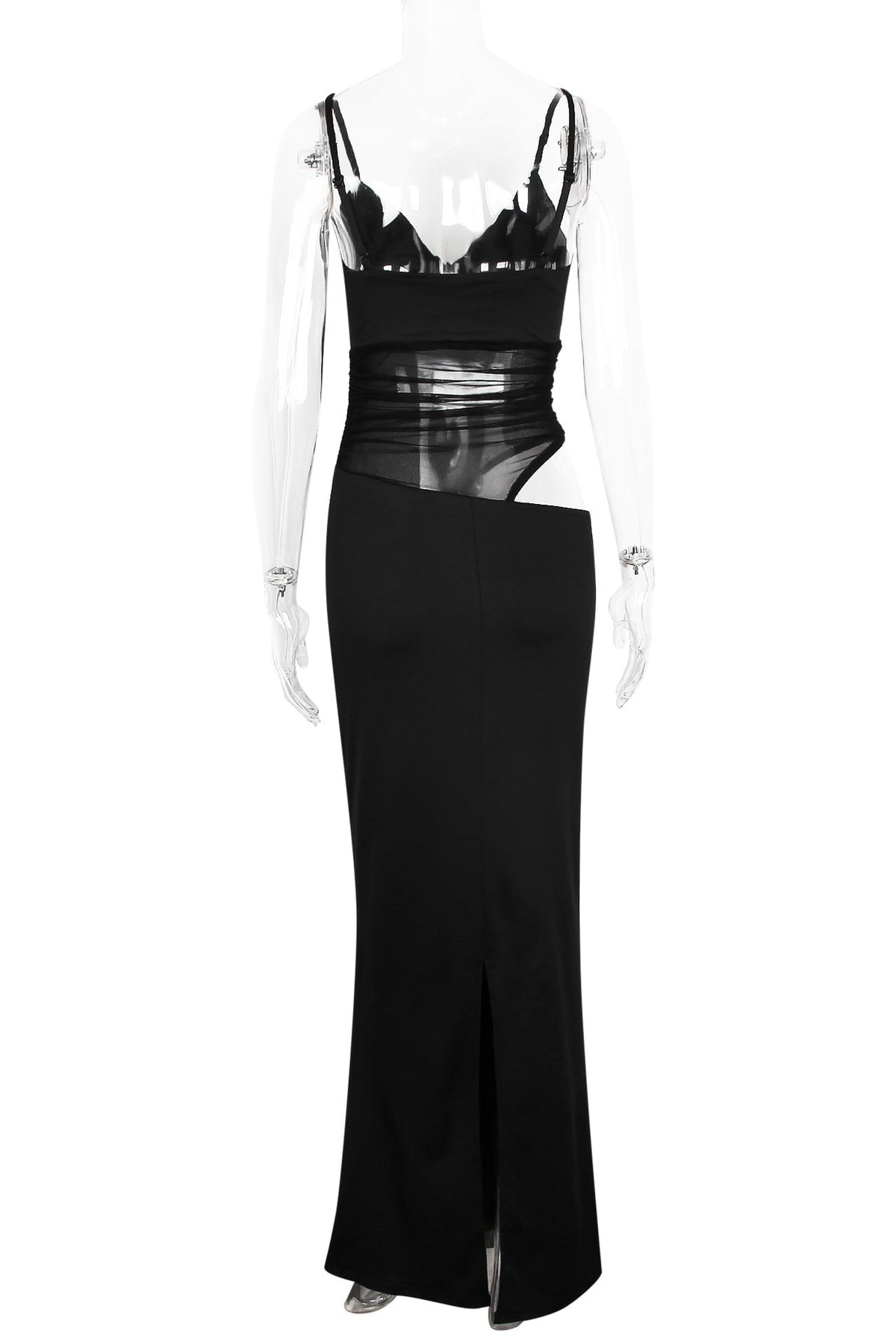 Navy Blue Sheer Cutout Fitted Dress