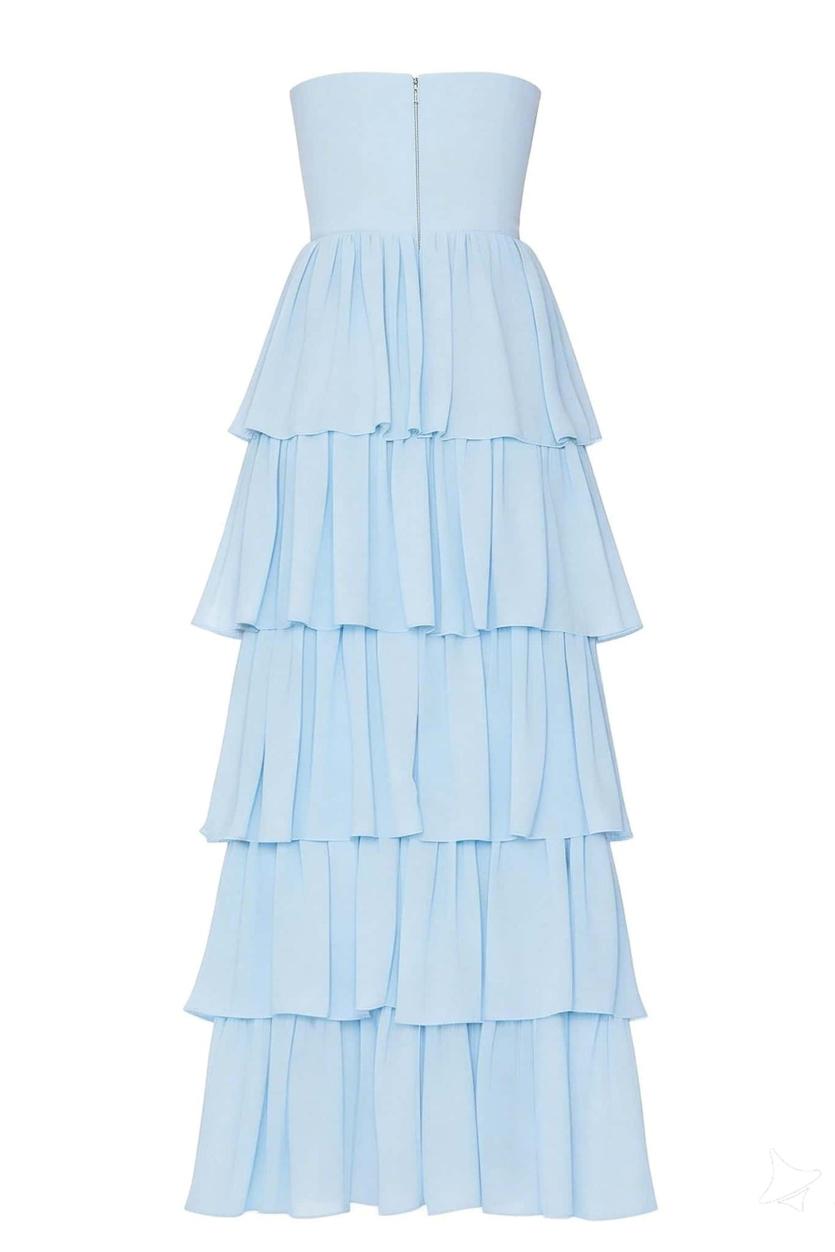Light Blue Chiffon Sweetheart Ruffle Long Dress