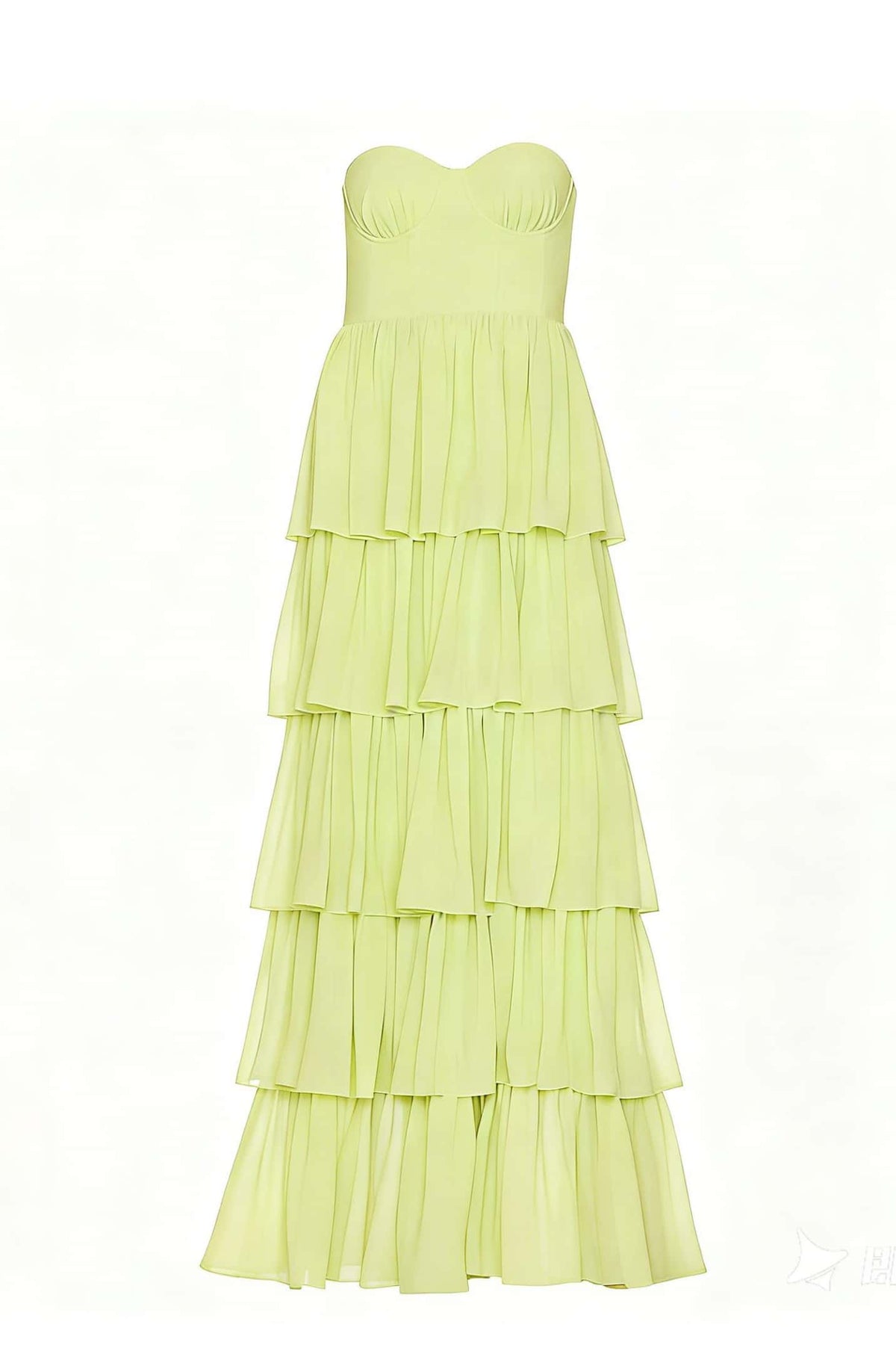 Light Blue Chiffon Sweetheart Ruffle Long Dress