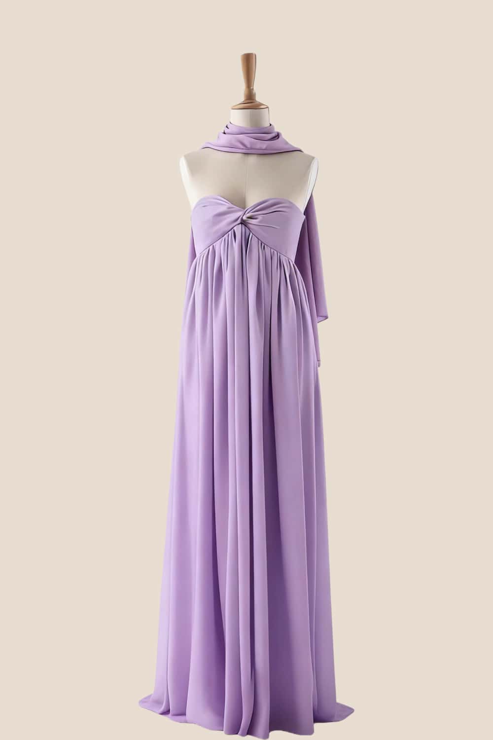 Lavender Twist Empire Chiffon Long Scarf Dress
