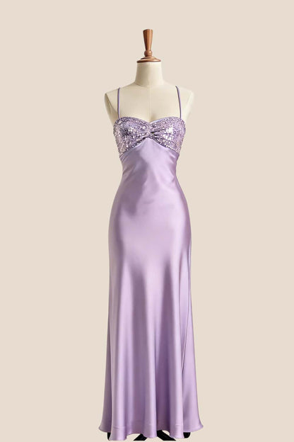 Light Blue Straps Satin Fitted Party Dress