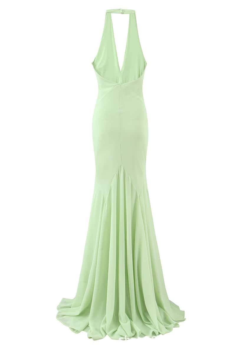 Halter Mint Green Mermaid Dress