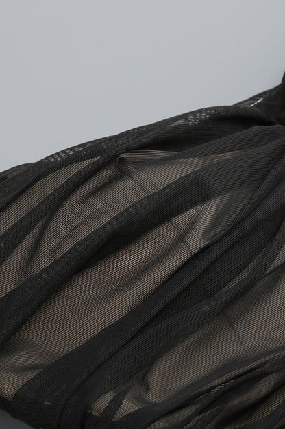 Off the Shoulder Black Ruched Fitted Long Dress