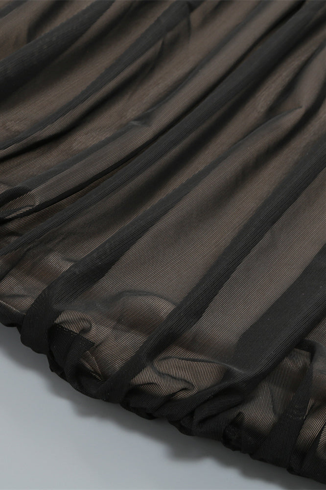 Off the Shoulder Black Ruched Fitted Long Dress