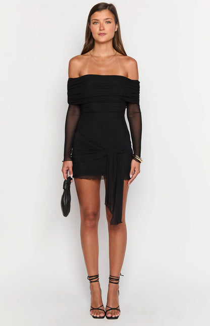 Paige Black Off The Shoulder Mini Dress