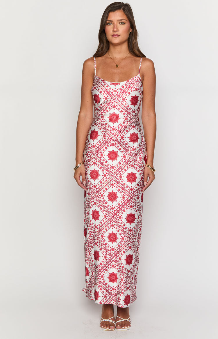 Renesmee Red Tile Print Maxi Dress