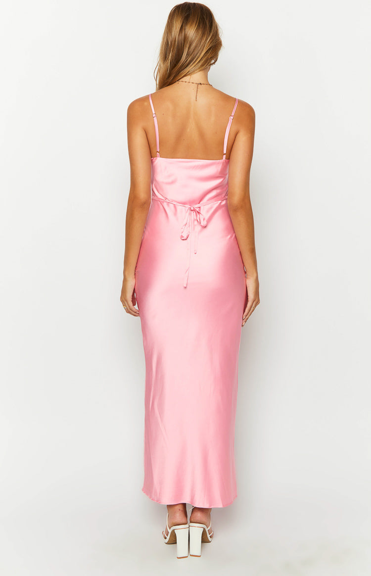 Renesmee Pink Satin Maxi Dress