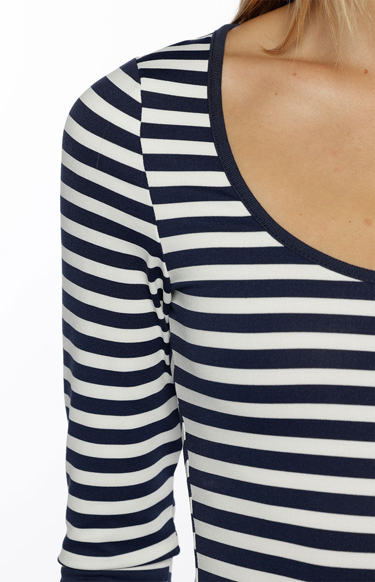 Ronney Navy Stripe Long Sleeve Top