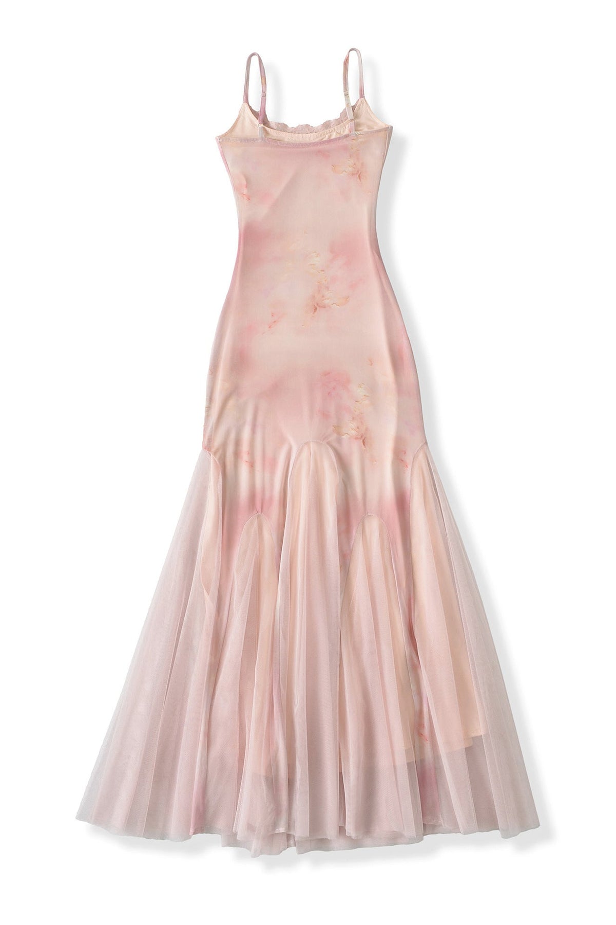 Light Pink Floral Print Mermaid Long Dress