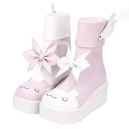 Angel Wings Bow Two-Tone Boots