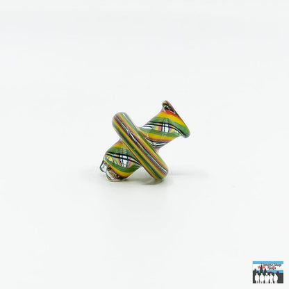 Compatible Banger Spinner Caps: Augy Glass, Handcrafted, Unique Fumed Glass Designs, Enhances Airflow, Vapor Production, Durable, Heat-Resistant, Compatible with a Variety of Banger Setups, Aesthetic Addition to Any Collection.