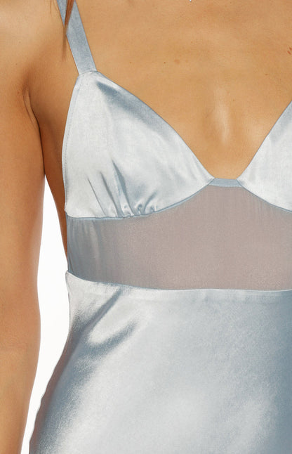 Ava Light Blue Satin Formal Maxi Dress