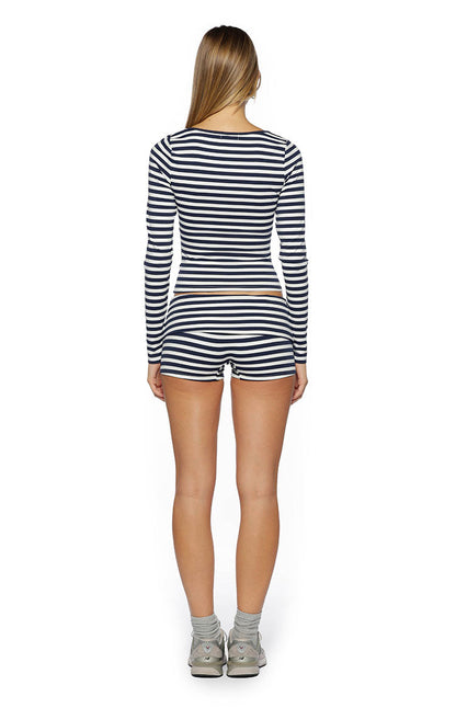 Bennie Navy Stripe Foldover Micro Shorts