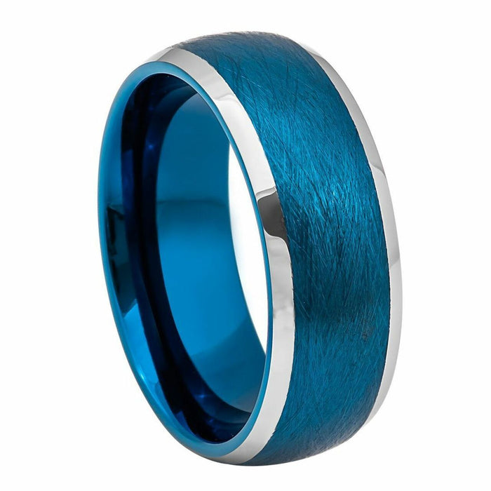 Blue Ion Plated Tungsten Police Ring