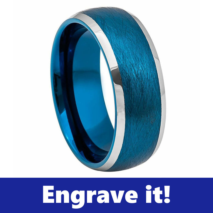 Blue Ion Plated Tungsten Police Ring
