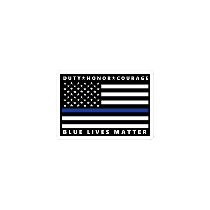 Blue Lives Matter - Duty, Honor, Courage - Thin Blue Line Flag Sticker - DN1
