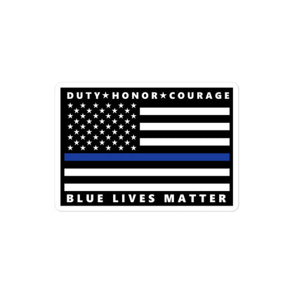 Blue Lives Matter - Duty, Honor, Courage - Thin Blue Line Flag Sticker - DN1