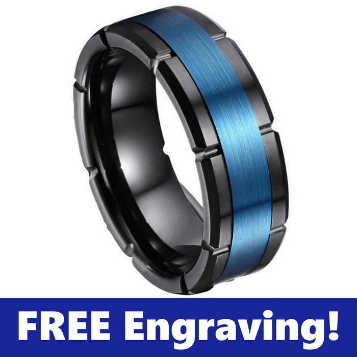 Brushed Center Tungsten Police Ring